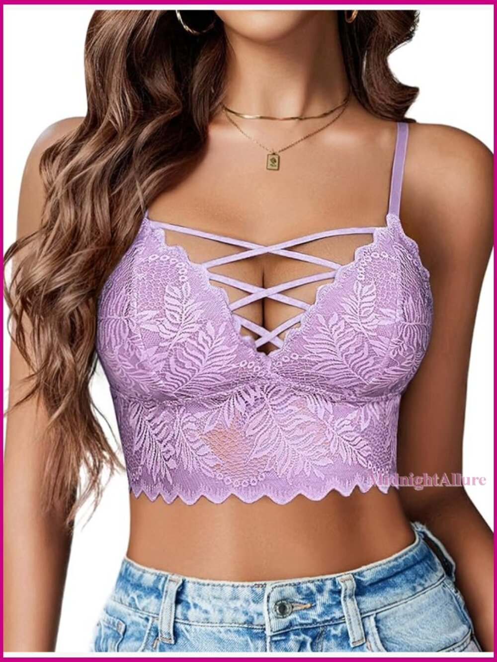 Lace Bralette Camisole V-Neck Y2K Crop Top Strappy Unpadded Bra